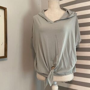 Lululemon Light Gray Knot Gonna Fly Front Tie Hooded Top Size 10